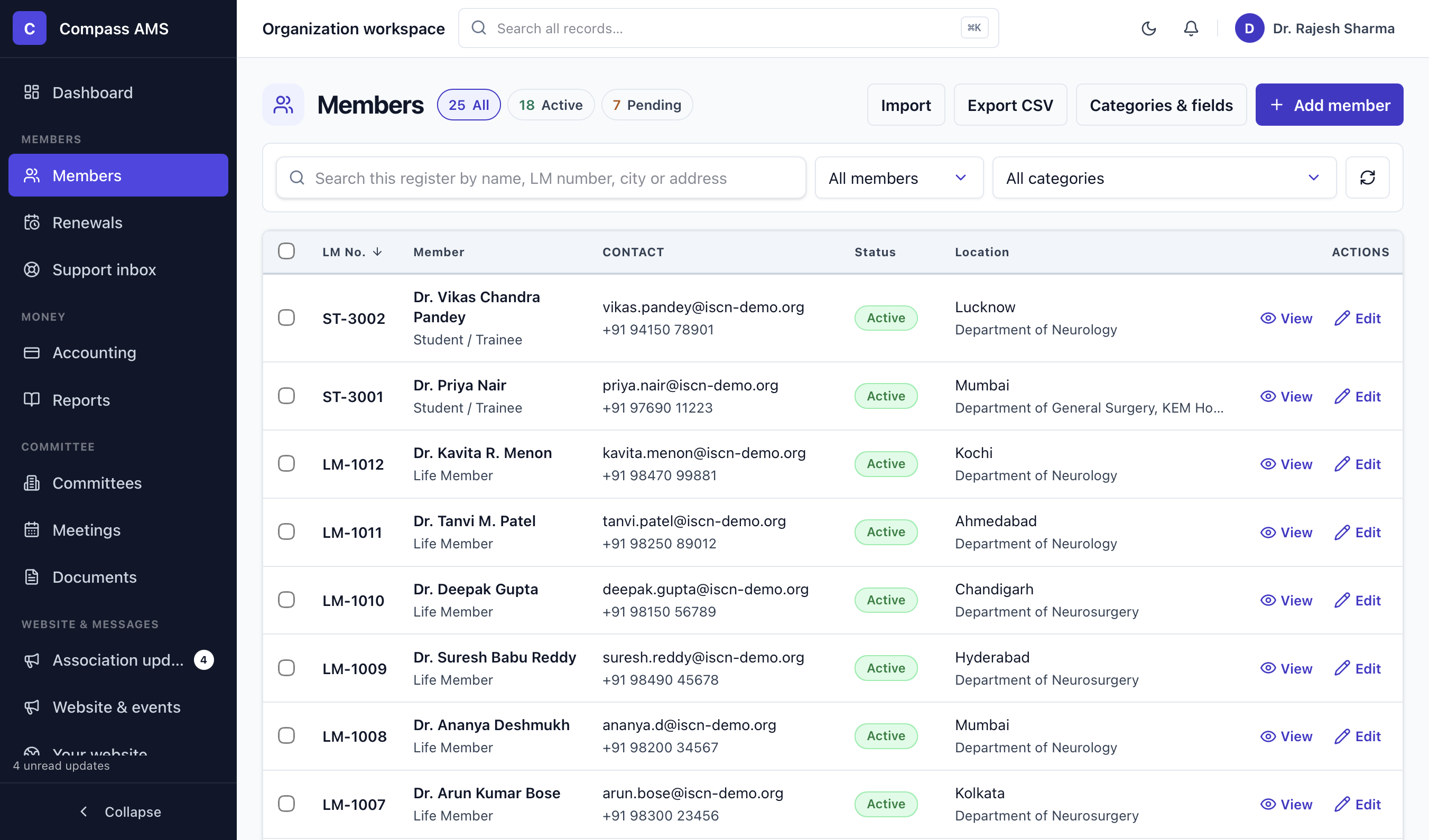 Compass AMS member register