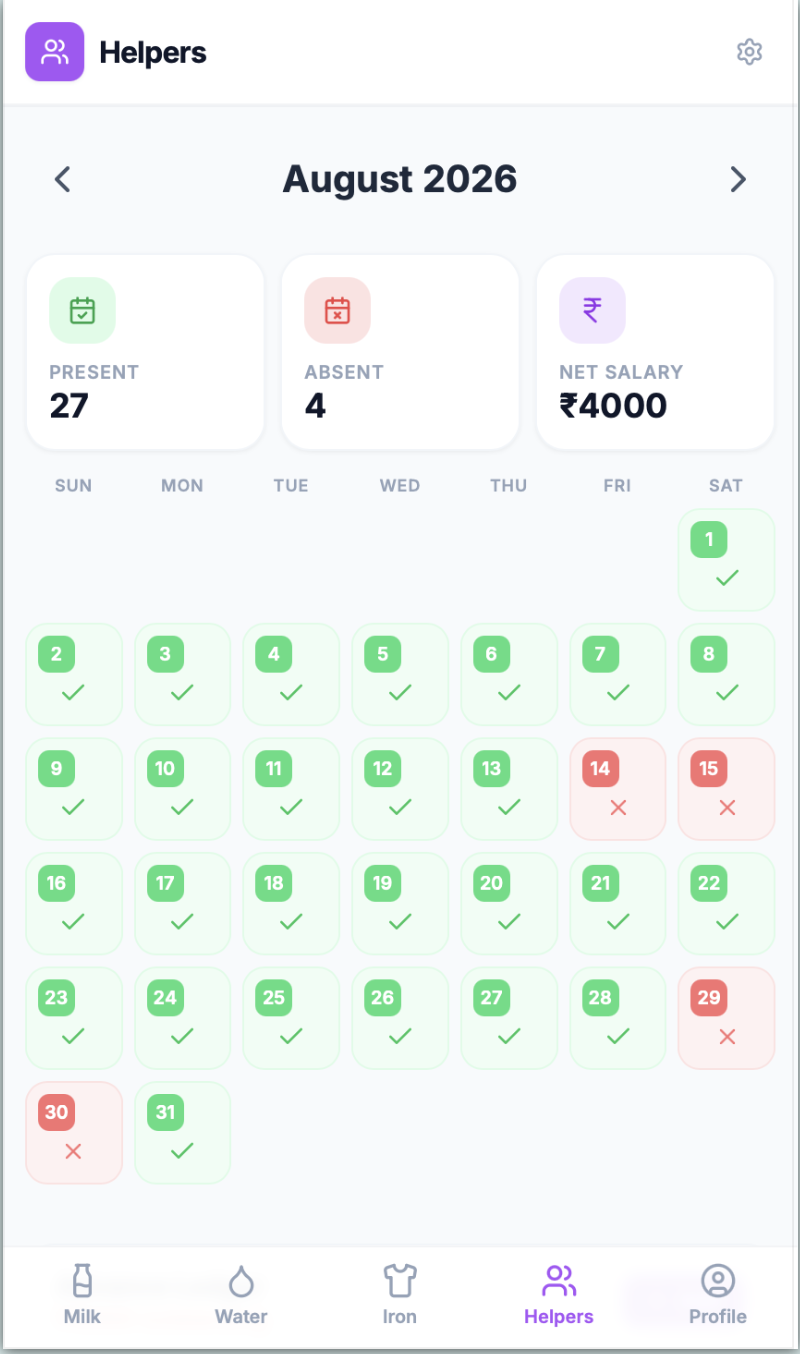 Home Diary helper salary screenshot